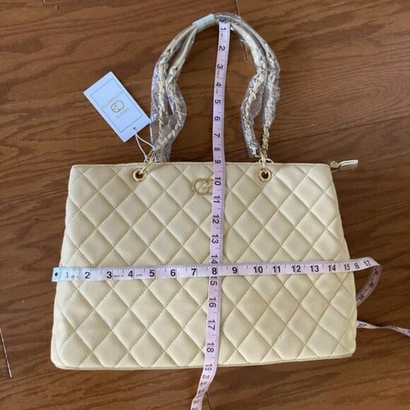 Grace Elizabeth Quilted Beige Tote Handbag NWT! - Picture 8 of 11
